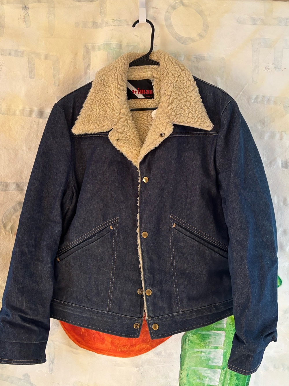 Late 70s Vintage Western Men's Faux Sherpa-Lined Denim Jacket